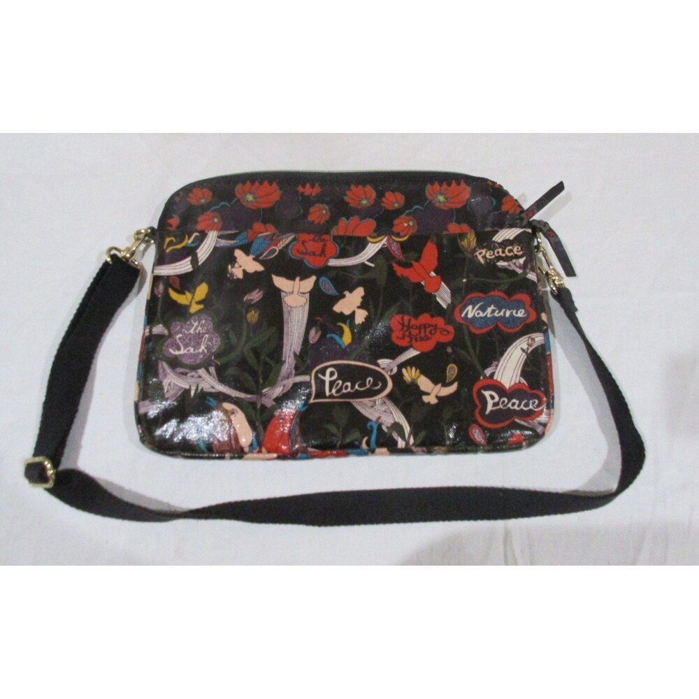 Sakroots Peace Nature Bird Free Print Black Zip Around Padded PVC Laptop Case